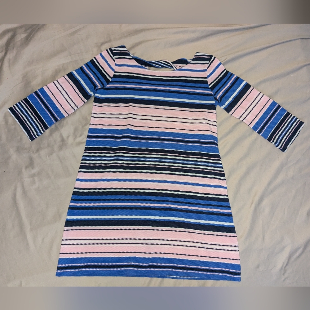 Lilly Pulitzer Bay Knit Dress In Paradise Open Back Pink Blue Stripe